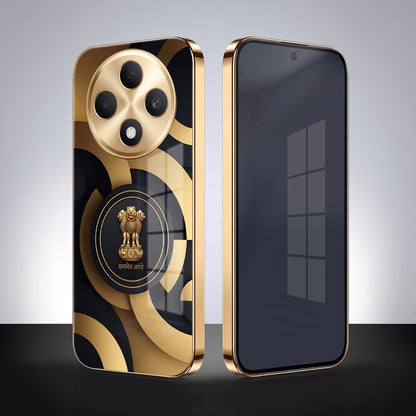 Oppo F27 5G Royal Emblem Gold Electroplated Glass Phone Back Case