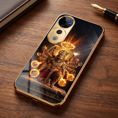 Vivo V40 Pro 5G Lord Narasimha Gold Electroplated Glass Phone Back Case