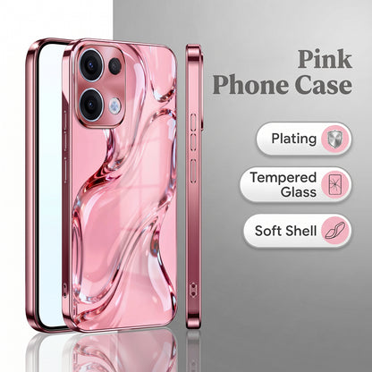 Oppo Reno 13 5G Crystal Wave Energy Pink Electroplated Glass Phone Back Case