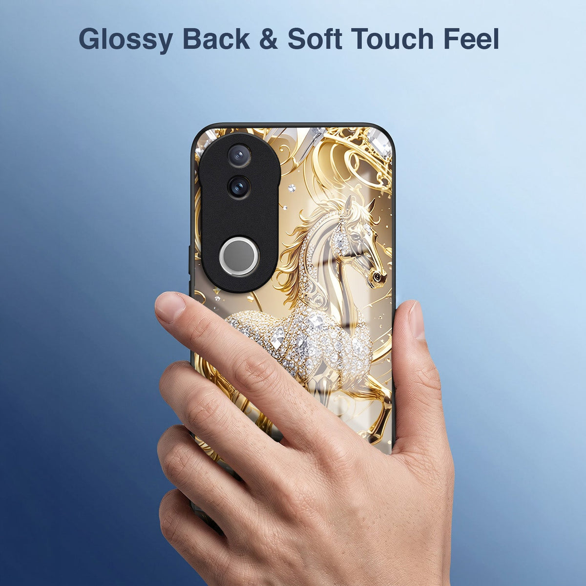 Vivo V50 5G Luxury Horse Texture Acrylic Glass Back Case
