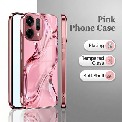 Oppo Reno 14 5G Crystal Wave Energy Pink Electroplated Glass Phone Back Case