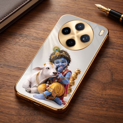 Vivo X200T 5G Bal Krishna Blessings Gold Electroplated Glass Phone Back Case