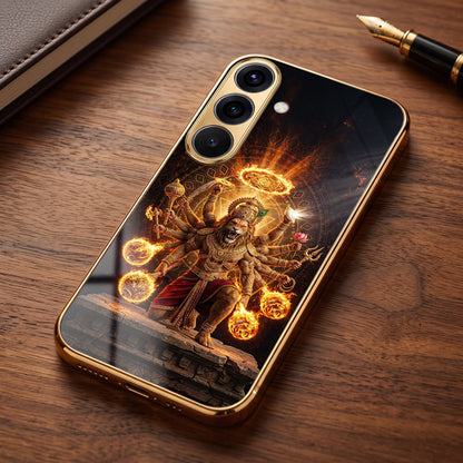 Samsung Galaxy A56 5G Lord Narasimha Gold Electroplated Glass Phone Back Case