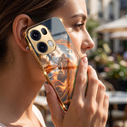 Oppo Reno 13 Pro 5G Divine Hanuman Gold Electroplated Glass Phone Back Case