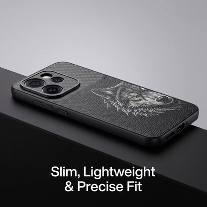 Oppo Reno 15 Pro Mini 5G Wolf Focus Carbon Fiber Leather Hybrid Back Case