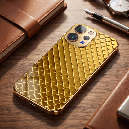 Vivo V70 5G Golden Criss Cross Gold Electroplated Glass Phone Back Case