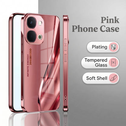 Vivo T5x 5G Luxury Infinity Energy Pink Electroplated Glass Phone Back Case
