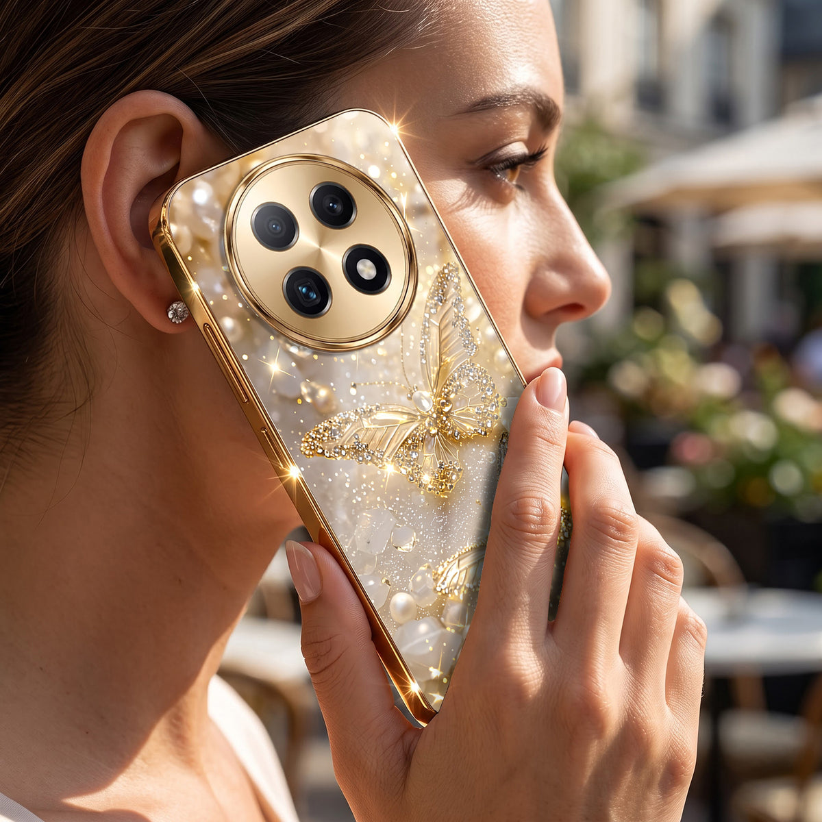Oppo F29 Pro 5G Golden Butterfly Gold Electroplated Glass Phone Back Case