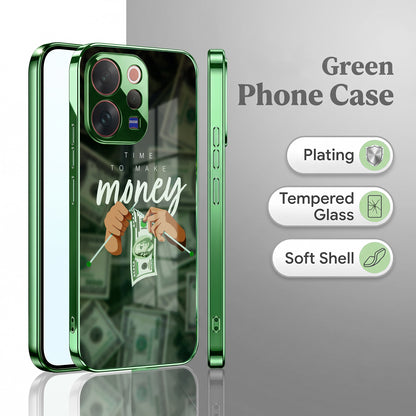 Vivo V70 5G Make Money Green Electroplated Glass Back Case