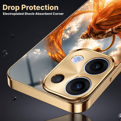 Oppo Reno 13 5G Divine Hanuman Gold Electroplated Glass Phone Back Case