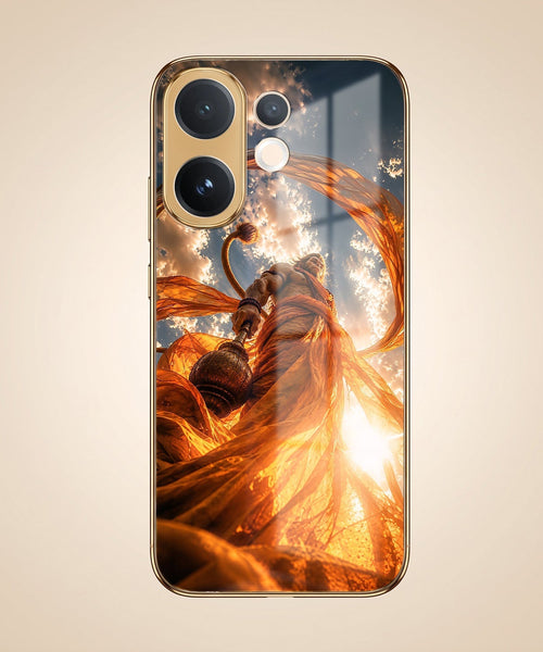 Vivo V60 5G Divine Hanuman Gold Electroplated Glass Phone Back Case
