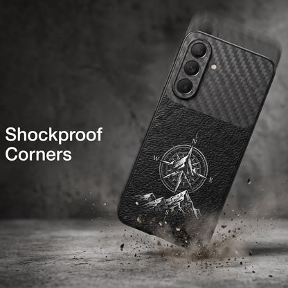 Samsung Galaxy A37 5G Compass Carbon Fiber Leather Hybrid Back Case