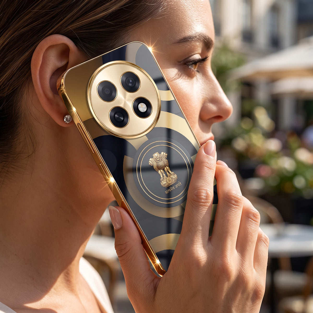 Oppo F31 Pro+ 5G Royal Emblem Gold Electroplated Glass Phone Back Case