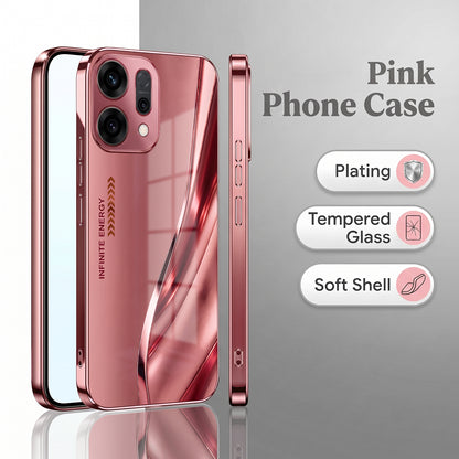 Oppo Reno 14 5G Luxury Infinity Energy Pink Electroplated Glass Phone Back Case