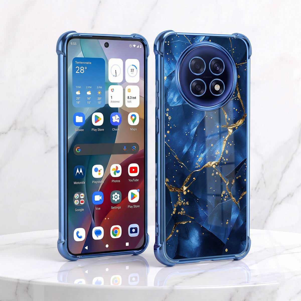 Oppo F31 Pro+ 5G Blue Crimson Marble Airbags Printed Back Case