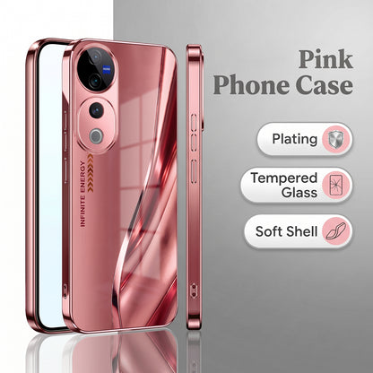 Vivo V40 Pro 5G Luxury Infinity Energy Pink Electroplated Glass Phone Back Case