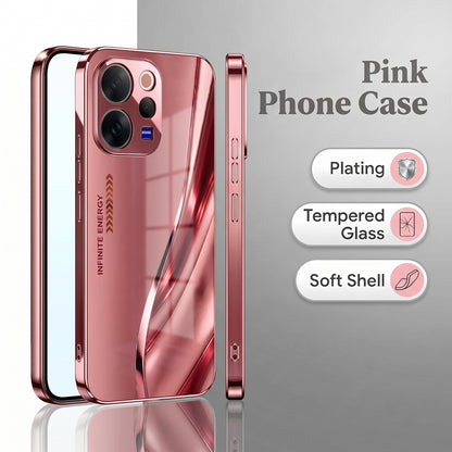 Vivo V70 5G Luxury Infinity Energy Pink Electroplated Glass Phone Back Case