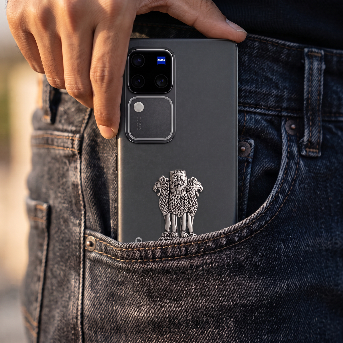 Vivo V30 Pro 5G Compatible Satyamev Jayate 3D Metal Emblem Sticker