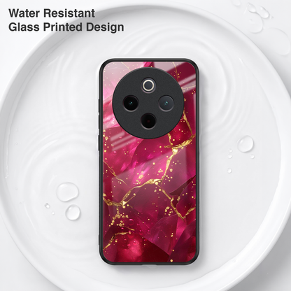 Vivo T4 5G Luxury Crimson Marble Acrylic Glass Back Case