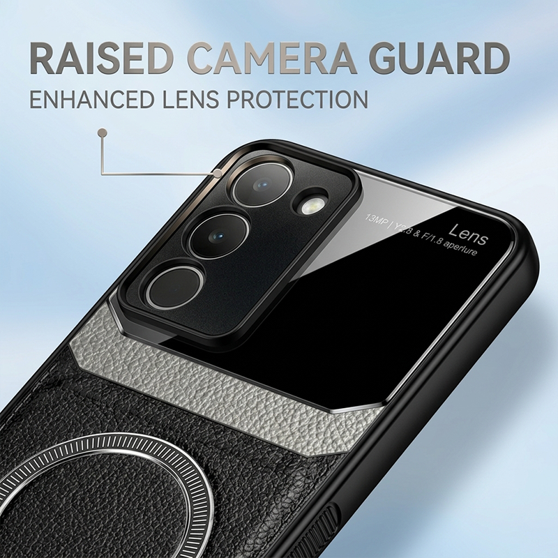 Vivo Y200 5G Premium Magsafe Magnetic Leather Lens Protective Case
