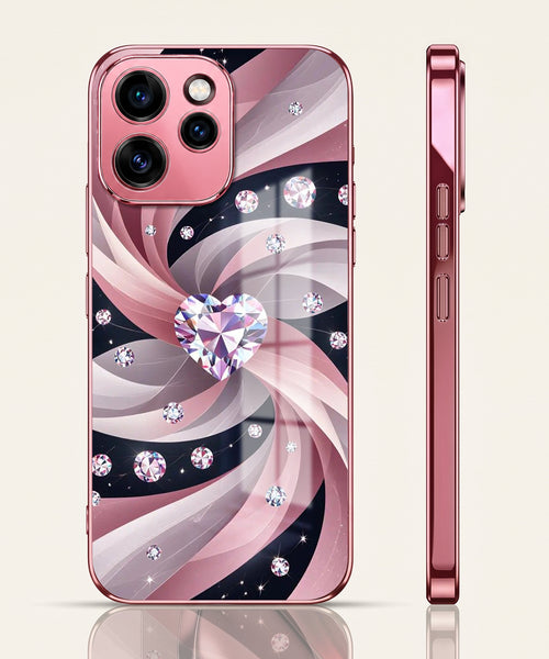 Oppo Reno 15 Pro 5G Diamond Glam Pink Electroplated Glass Phone Back Case