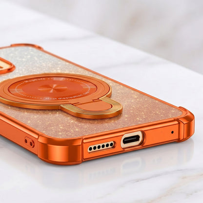 Oppo Reno 15 Pro Mini 5G Invincible Bracket Ring Stand Shimmer Airbag Cosmic Orange Case