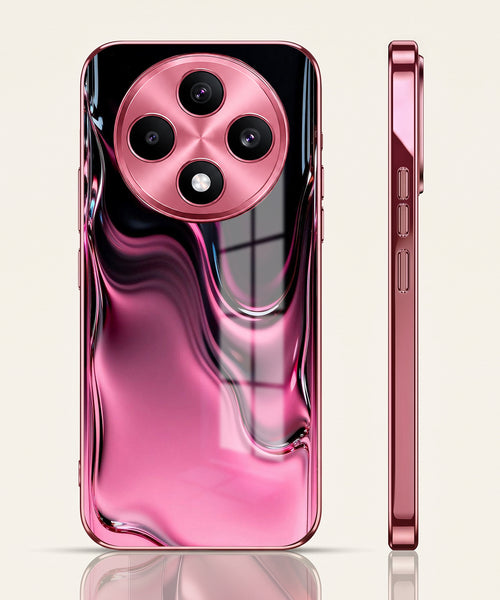 Oppo F27 5G Liquid Wave Pink Electroplated Glass Phone Back Case