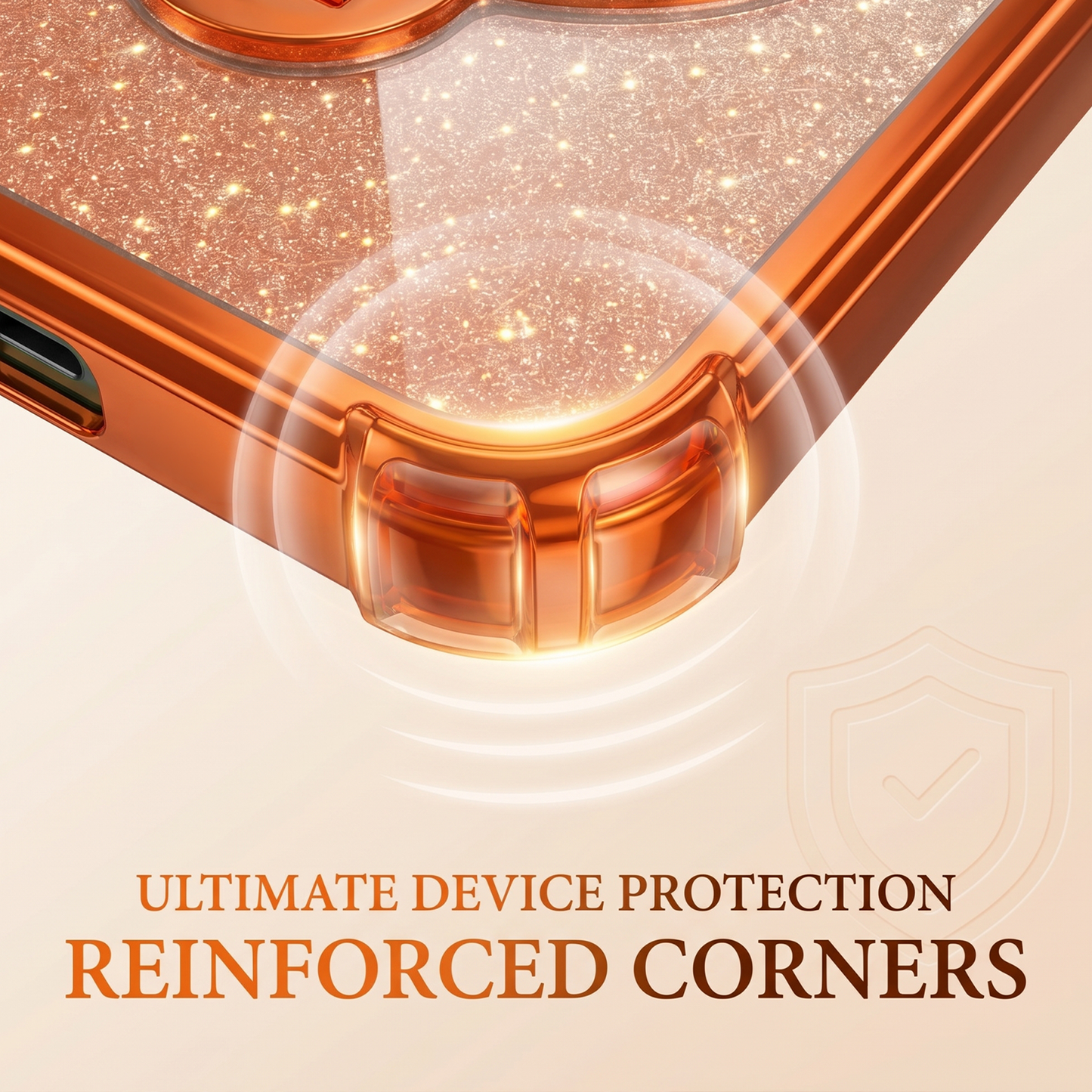 Vivo V40 Pro 5G Invincible Bracket Ring Stand Shimmer Airbag Cosmic Orange Case
