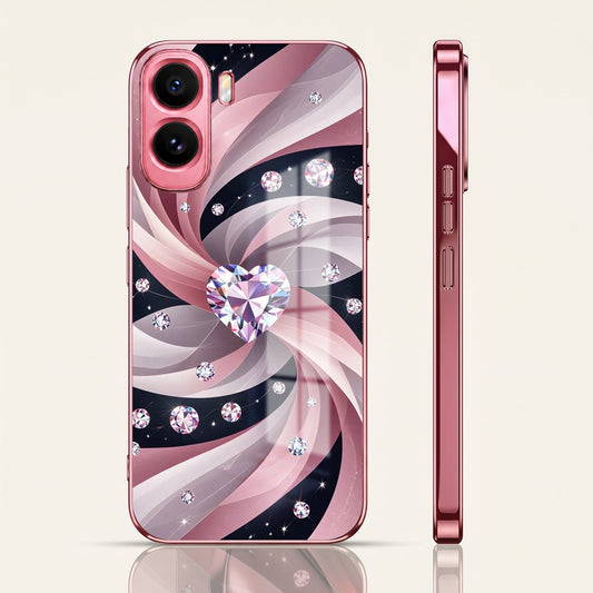 Vivo T5 Pro 5G Diamond Glam Pink Electroplated Glass Phone Back Case