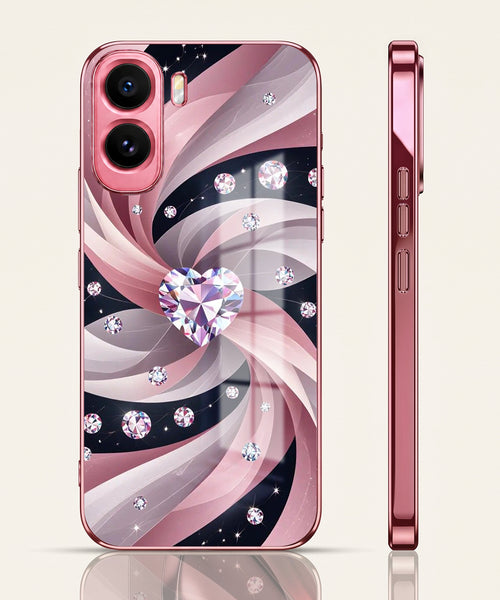Vivo T5 Pro 5G Diamond Glam Pink Electroplated Glass Phone Back Case