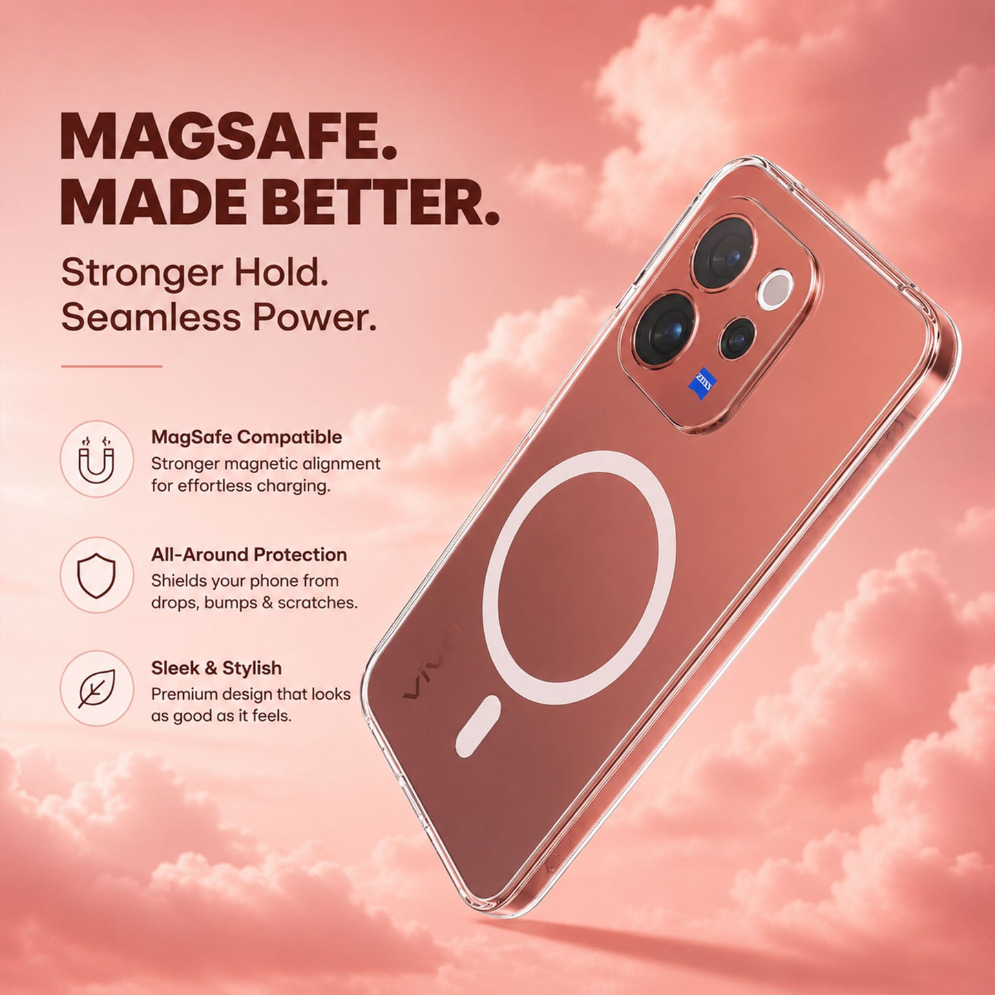 Vivo V70 5G Clear Anti-Yellow MagSafe Protective Case