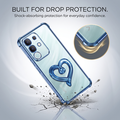 Vivo T4x 5G Premium Heart Transparent Shockproof Airbag Phone Case