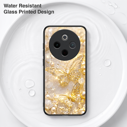 Vivo T4 5G Golden Butterfly Acrylic Glass Back Case