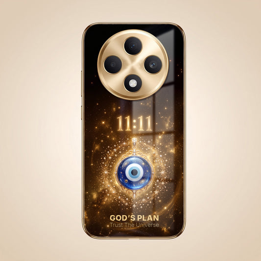 Oppo F27 5G God’s Plan Evil Eye Gold Electroplated Glass Phone Back Case