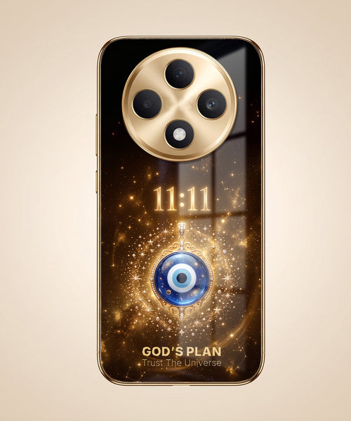 Oppo F27 5G God’s Plan Evil Eye Gold Electroplated Glass Phone Back Case