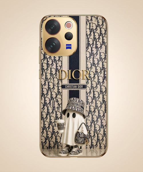 Vivo V70 5G Luxury Dior Gold Electroplated Glass Phone Back Case