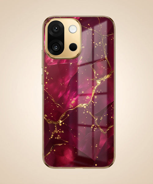 OnePlus 13s 5G Luxury Crimson Marble Gold Electroplated Glass Phone Back Case