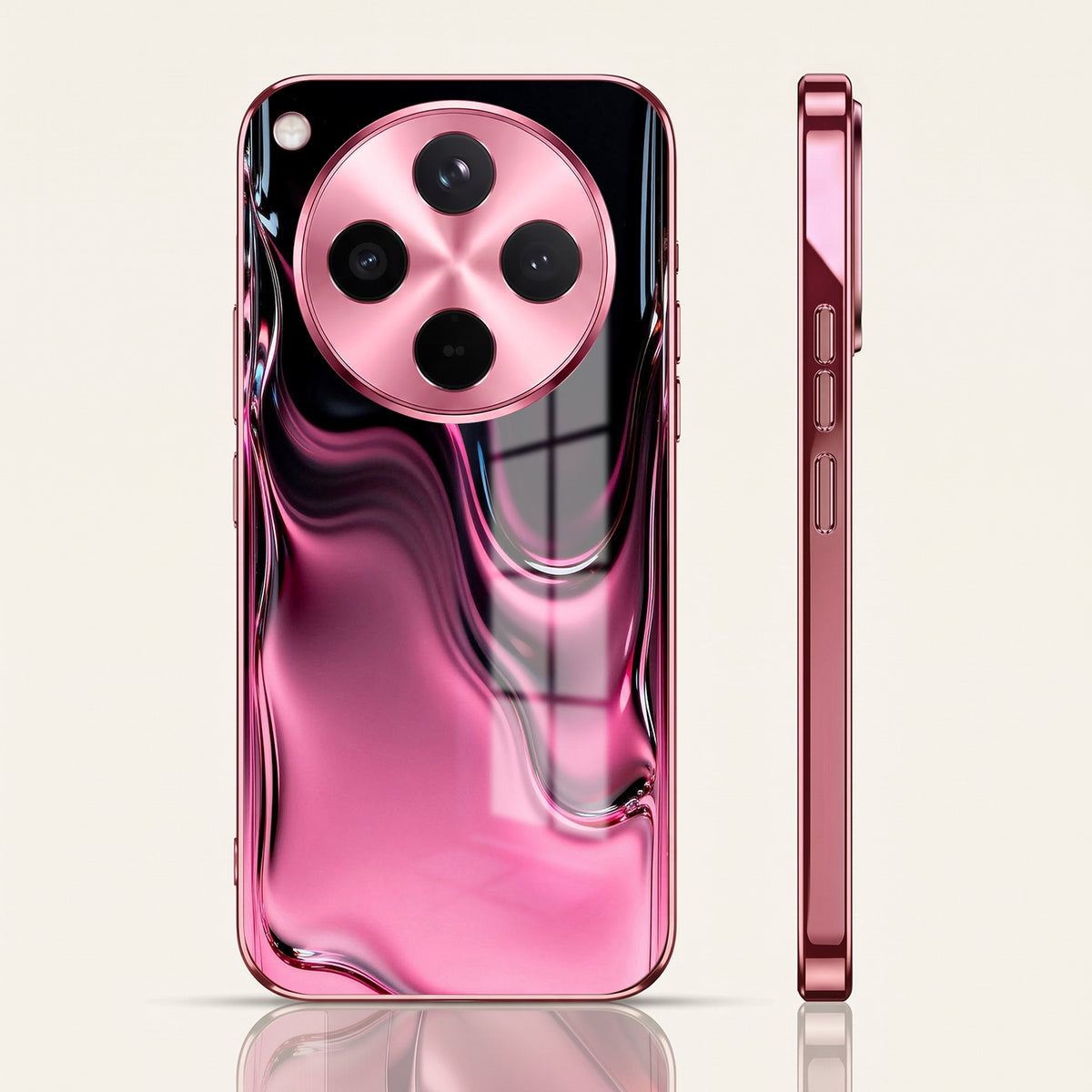 Oppo Find X8 5G Liquid Wave Pink Electroplated Glass Phone Back Case