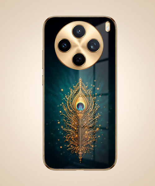 Vivo X200T 5G Golden Peacock Feather Gold Electroplated Glass Phone Back Case