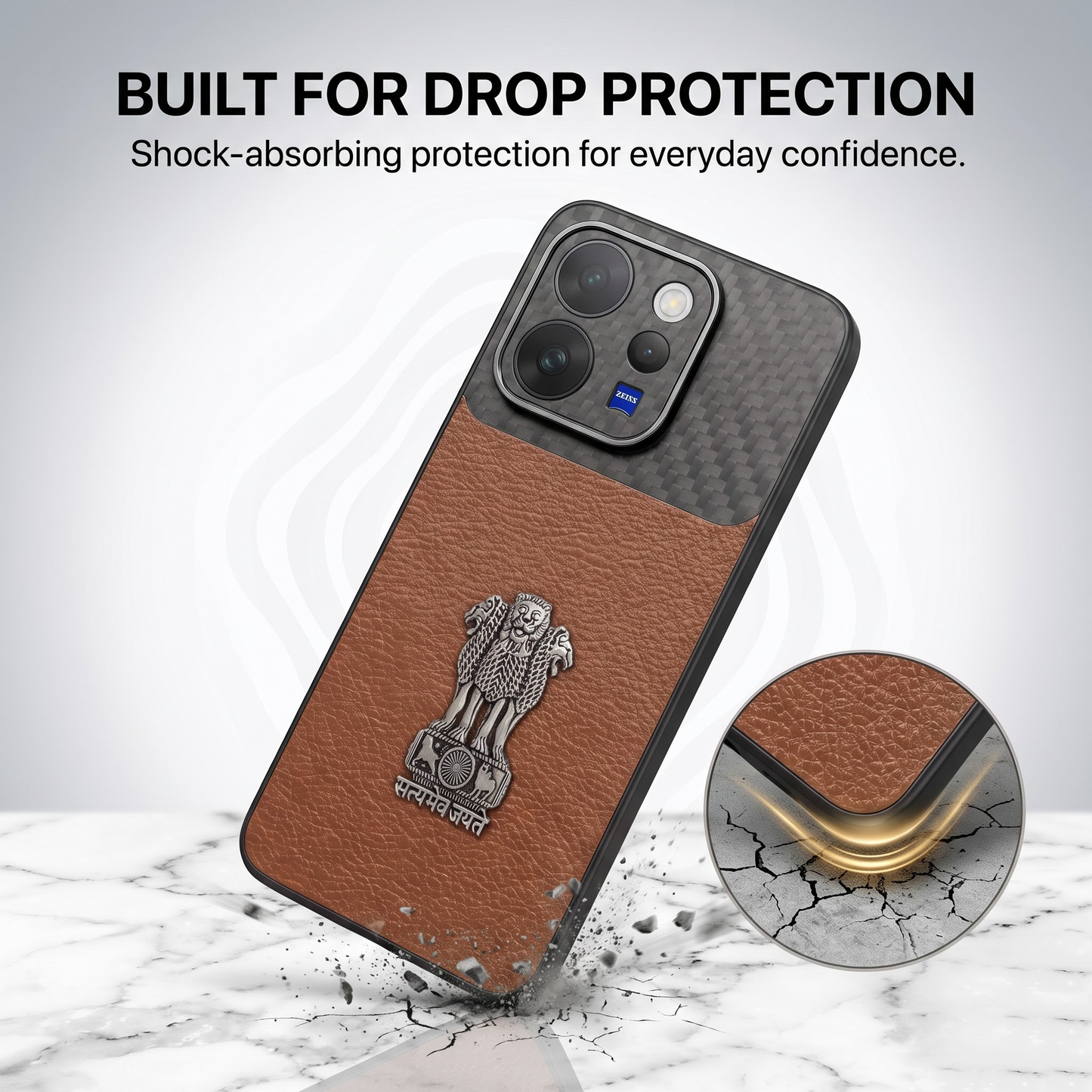 Vivo V70 5G Satyamev Jayate Carbon Fiber Leather Hybrid Phone Case