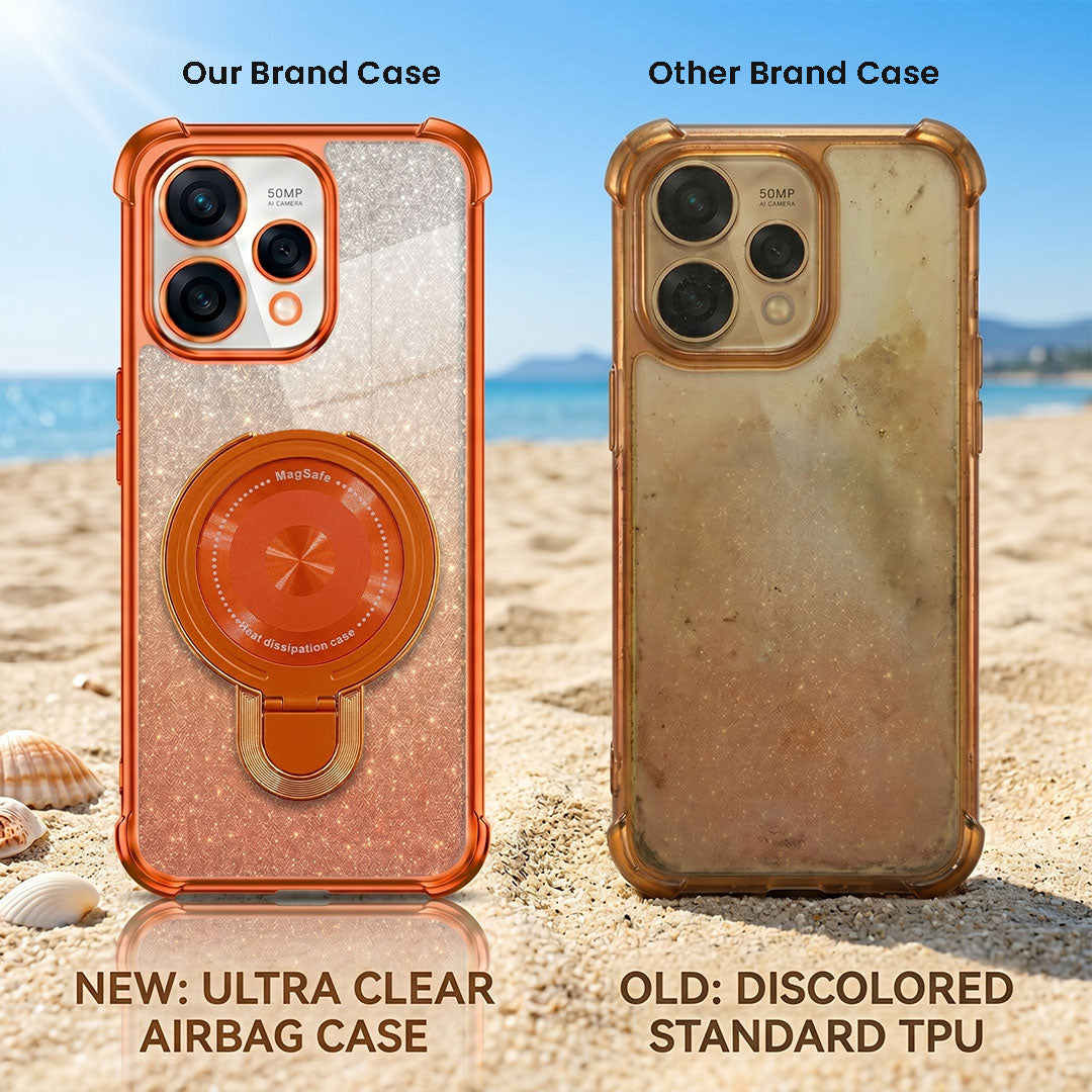 Oppo Reno 15 5G Invincible Bracket Ring Stand Shimmer Airbag Cosmic Orange Case