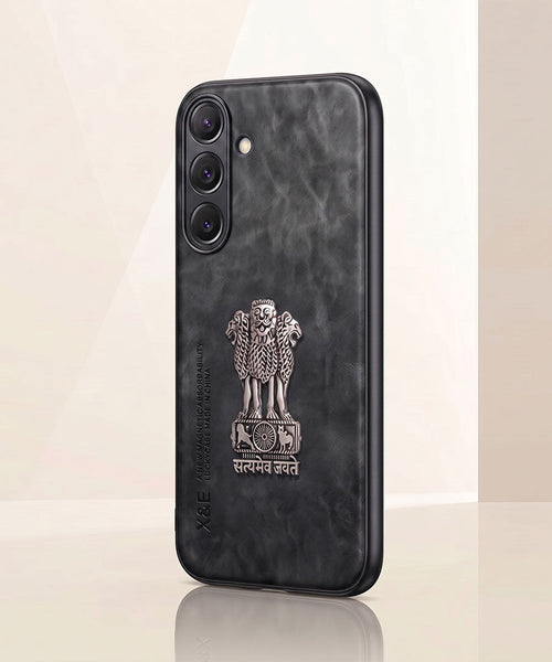 Samsung Galaxy A55 5G Metal Emblem Satyamev Jayate Comfortable Sheepskin Phone Case