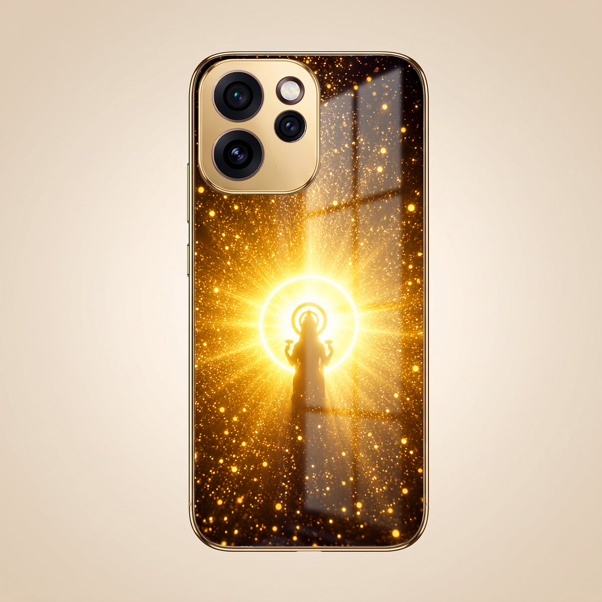 Oppo Reno 15 Pro Mini 5G Golden Maa Lakshmi Gold Electroplated Glass Phone Back Case
