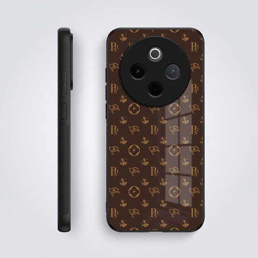 Vivo T4 5G Luxury Monogram Brown Acrylic Glass Back Case