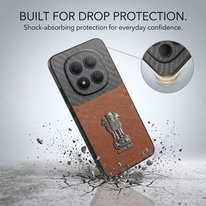 Redmi Note 15 Pro Plus 5G Satyamev Jayate Carbon Fiber Leather Hybrid Phone Case