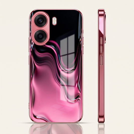 Oppo K14x 5G Liquid Wave Pink Electroplated Glass Phone Back Case