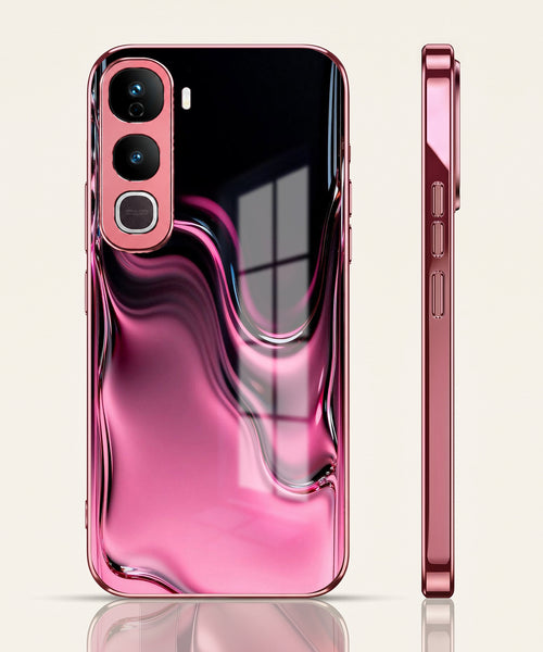 Vivo Y400 Pro 5G Liquid Wave Pink Electroplated Glass Phone Back Case