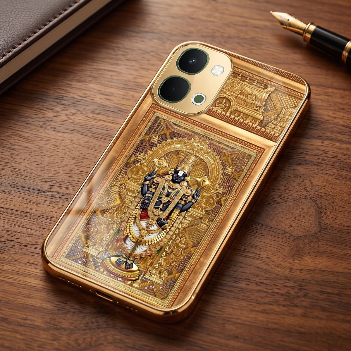 Vivo T5x 5G Premium Heritage Gold Electroplated Glass Phone Back Case