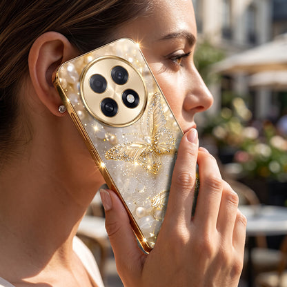 Oppo F31 Pro+ 5G Golden Butterfly Gold Electroplated Glass Phone Back Case