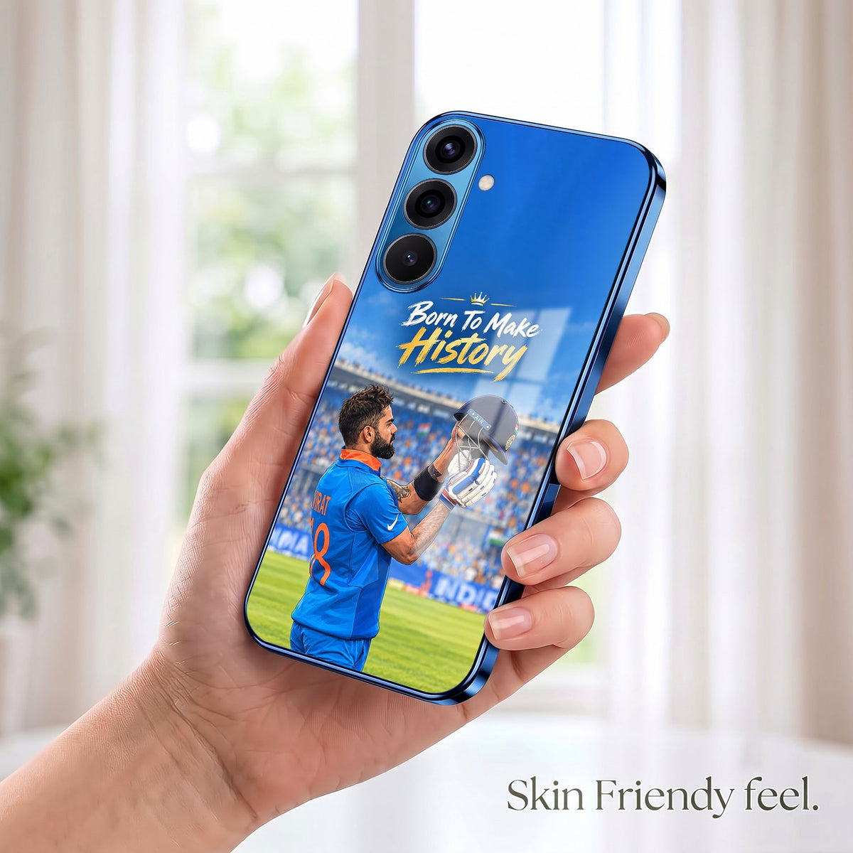Samsung Galaxy A56 5G Born TO Make History Blue Electroplated Glass Phone Back Case